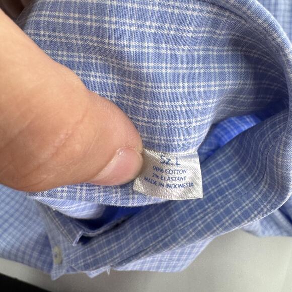 Southern Tide Shirt Mens Large Blue Check Button Down Long Sleeve Stretch Casual - Picture 4 of 7